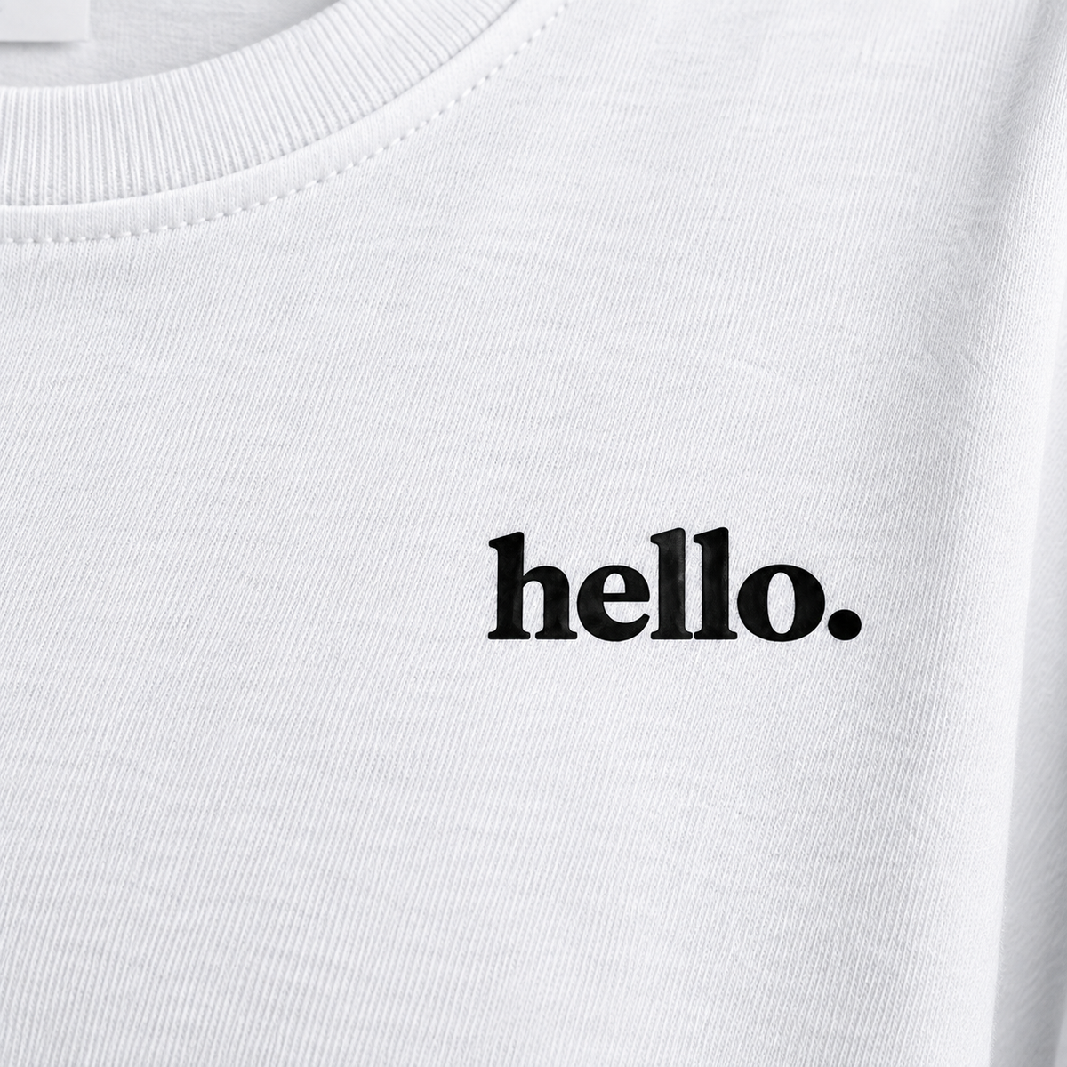 hello. tee: White/ Black